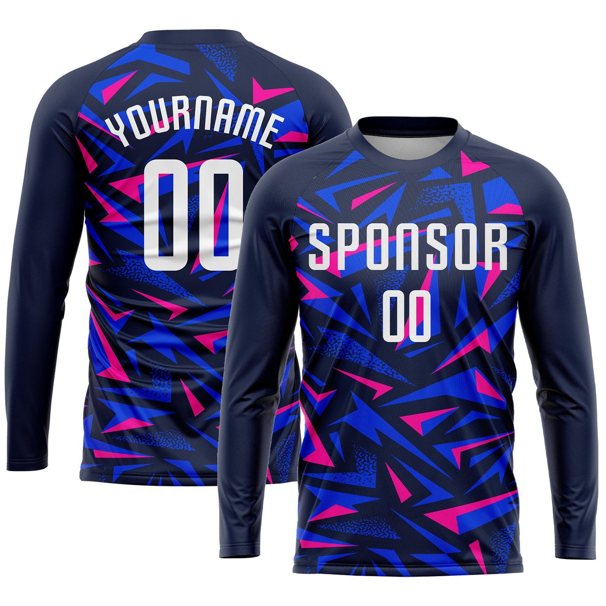 Custom Navy White-Pink Sublimation Soccer Uniform Jersey photo 3