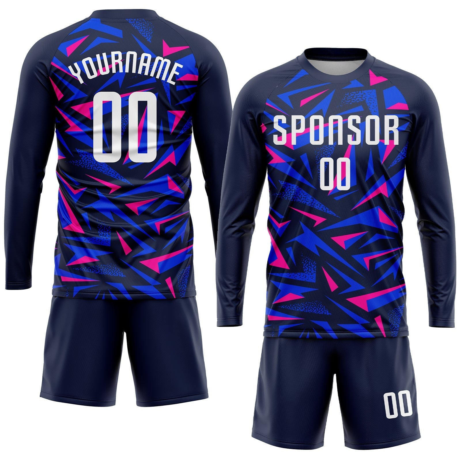 Custom Navy White-Pink Sublimation Soccer Uniform Jersey photo 4