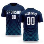 Custom Navy White-Teal Sublimation Soccer Uniform Jersey