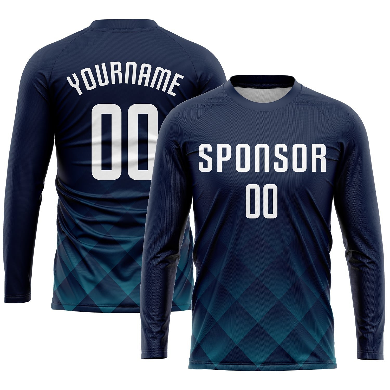 Custom Navy White-Teal Sublimation Soccer Uniform Jersey photo 3