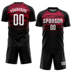 Custom Black White-Red Sublimation Soccer Uniform Jersey photo 2