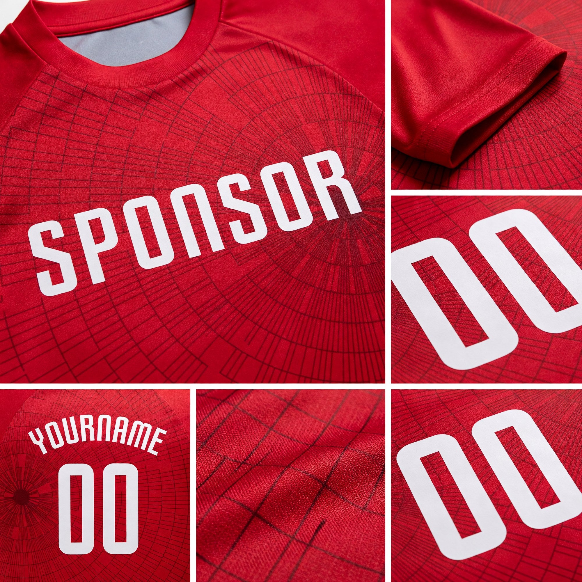 Custom Red White Sublimation Soccer Uniform Jersey detail