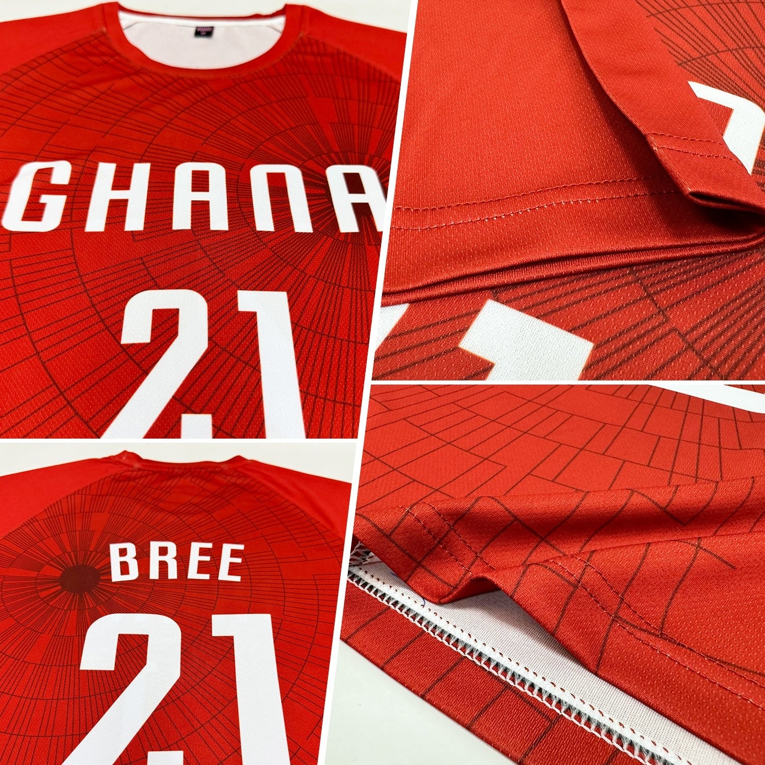 Custom Red White Sublimation Soccer Uniform Jersey photo 3