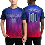 Custom Royal Navy-Hot Pink Sublimation Soccer Uniform Jersey worn front and back