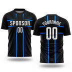 Custom Black White-Light Blue Sublimation Soccer Uniform Jersey