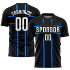 Custom Black White-Light Blue Sublimation Soccer Uniform Jersey photo 1