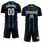 Custom Black White-Light Blue Sublimation Soccer Uniform Jersey photo 2