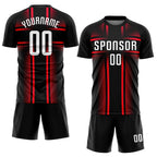 Custom Black White-Hot Pink Sublimation Soccer Uniform Jersey photo 2