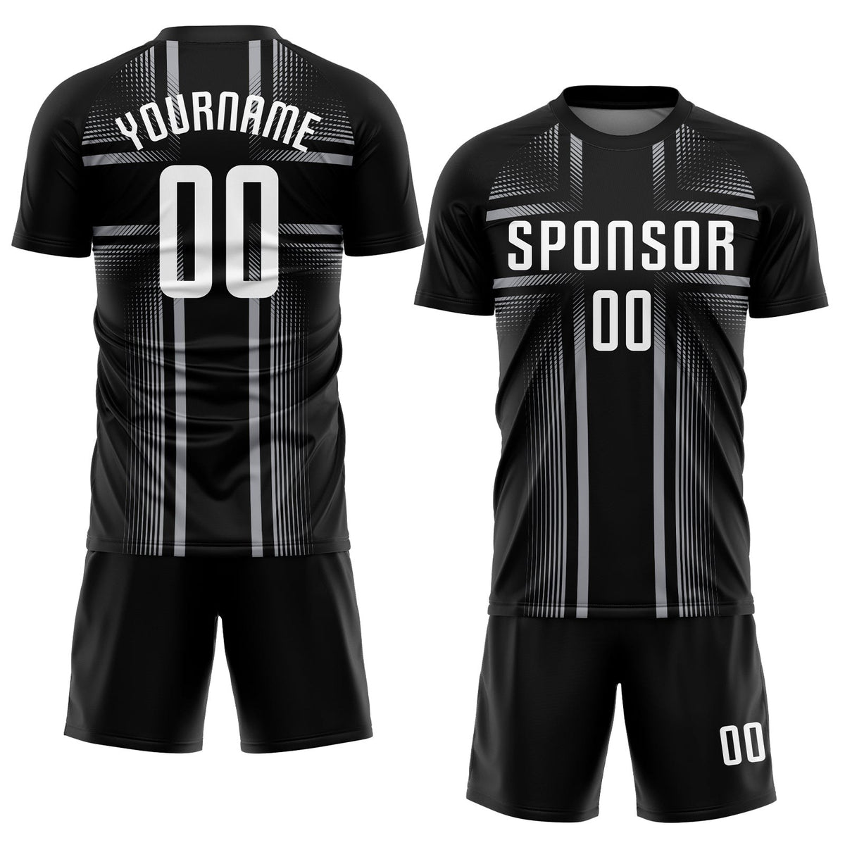 Custom Black White-Gray Sublimation Soccer Uniform Jersey photo 2