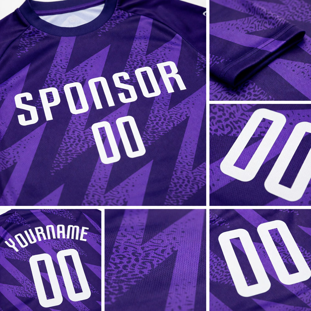 Custom Purple White Sublimation Soccer Uniform Jersey detail