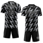 Custom Gray Black-White Sublimation Soccer Uniform Jersey photo 2