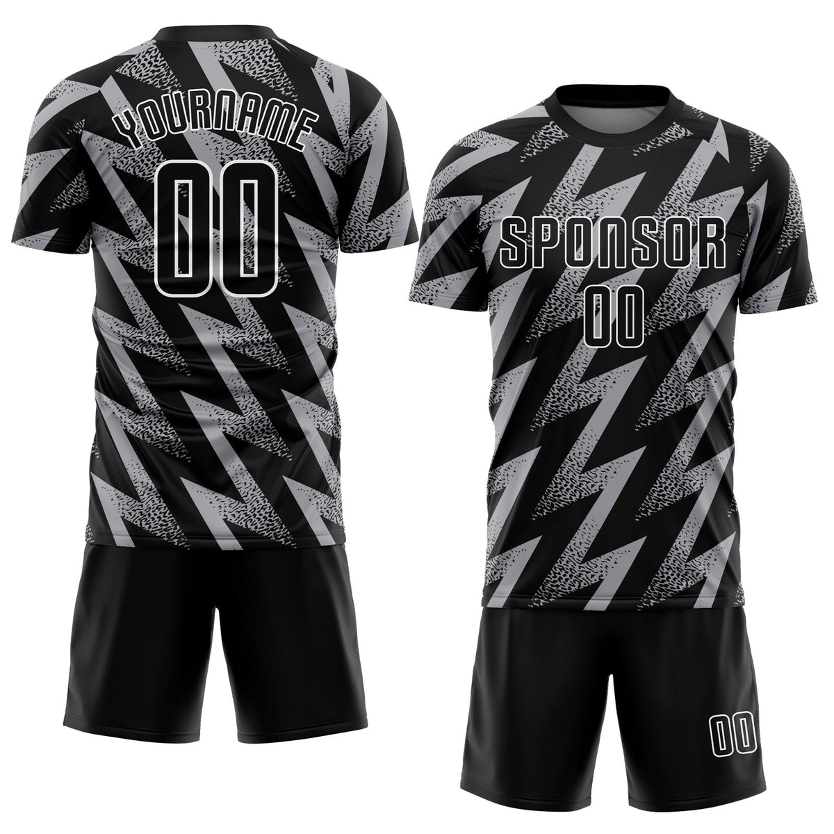 Custom Gray Black-White Sublimation Soccer Uniform Jersey photo 2