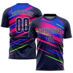 Custom Figure Navy Royal-Pink Sublimation Soccer Uniform Jersey