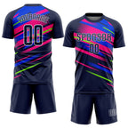 Custom Figure Navy Royal-Pink Sublimation Soccer Uniform Jersey photo 2