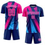 Custom Figure Pink-Royal Sublimation Soccer Uniform Jersey photo 2