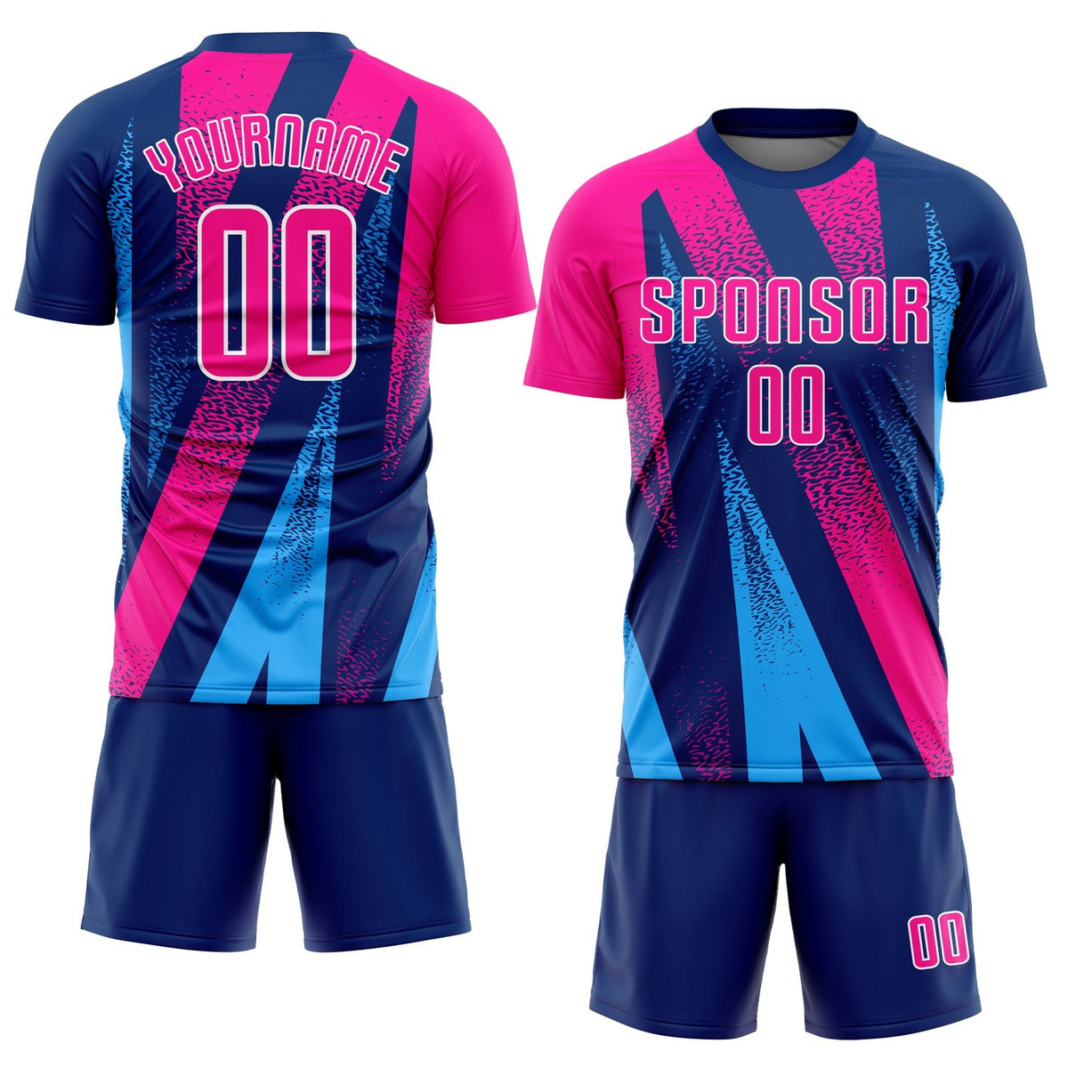 Custom Figure Pink-Royal Sublimation Soccer Uniform Jersey photo 2