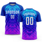 Custom Royal White Light Blue-Hot Pink Sublimation Soccer Uniform Jersey