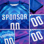 Custom Royal White Light Blue-Hot Pink Sublimation Soccer Uniform Jersey detail