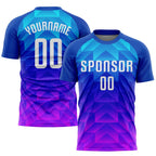 Custom Royal White Light Blue-Hot Pink Sublimation Soccer Uniform Jersey photo 1