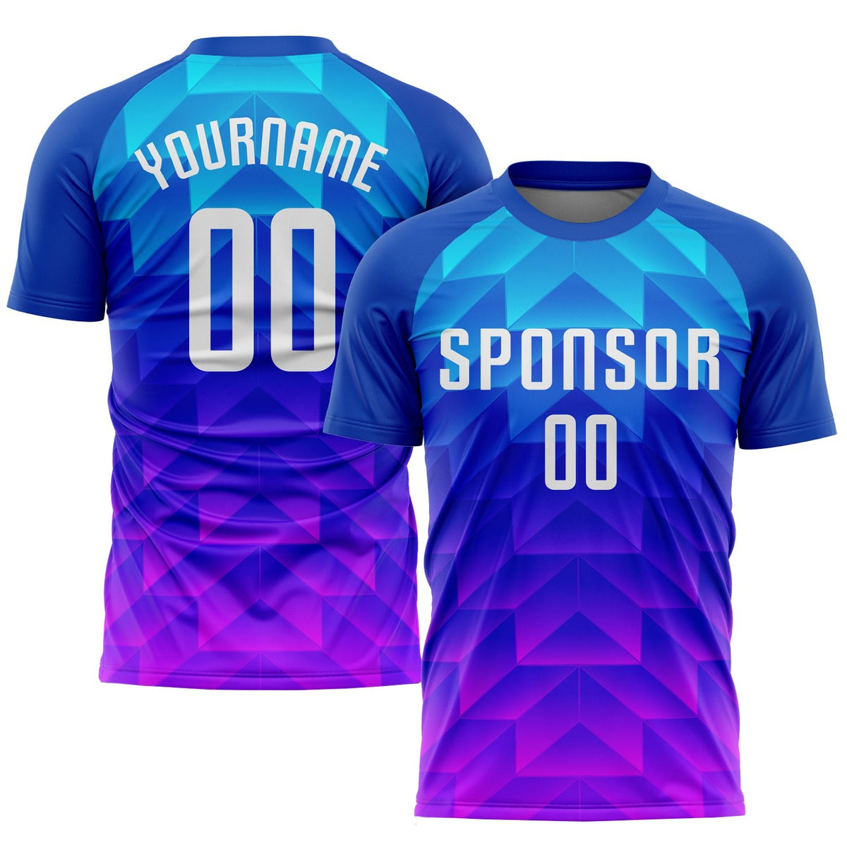 Custom Royal White Light Blue-Hot Pink Sublimation Soccer Uniform Jersey photo 1