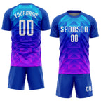 Custom Royal White Light Blue-Hot Pink Sublimation Soccer Uniform Jersey photo 2