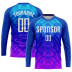 Custom Royal White Light Blue-Hot Pink Sublimation Soccer Uniform Jersey photo 3