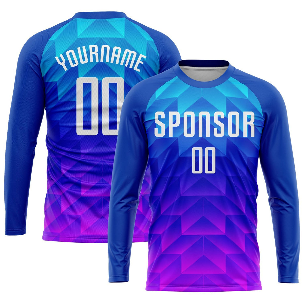 Custom Royal White Light Blue-Hot Pink Sublimation Soccer Uniform Jersey photo 3