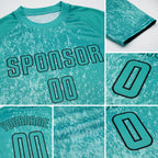 Custom Aqua Aqua-Black Sublimation Soccer Uniform Jersey detail