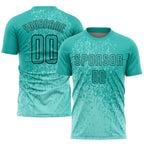 Custom Aqua Aqua-Black Sublimation Soccer Uniform Jersey photo 1