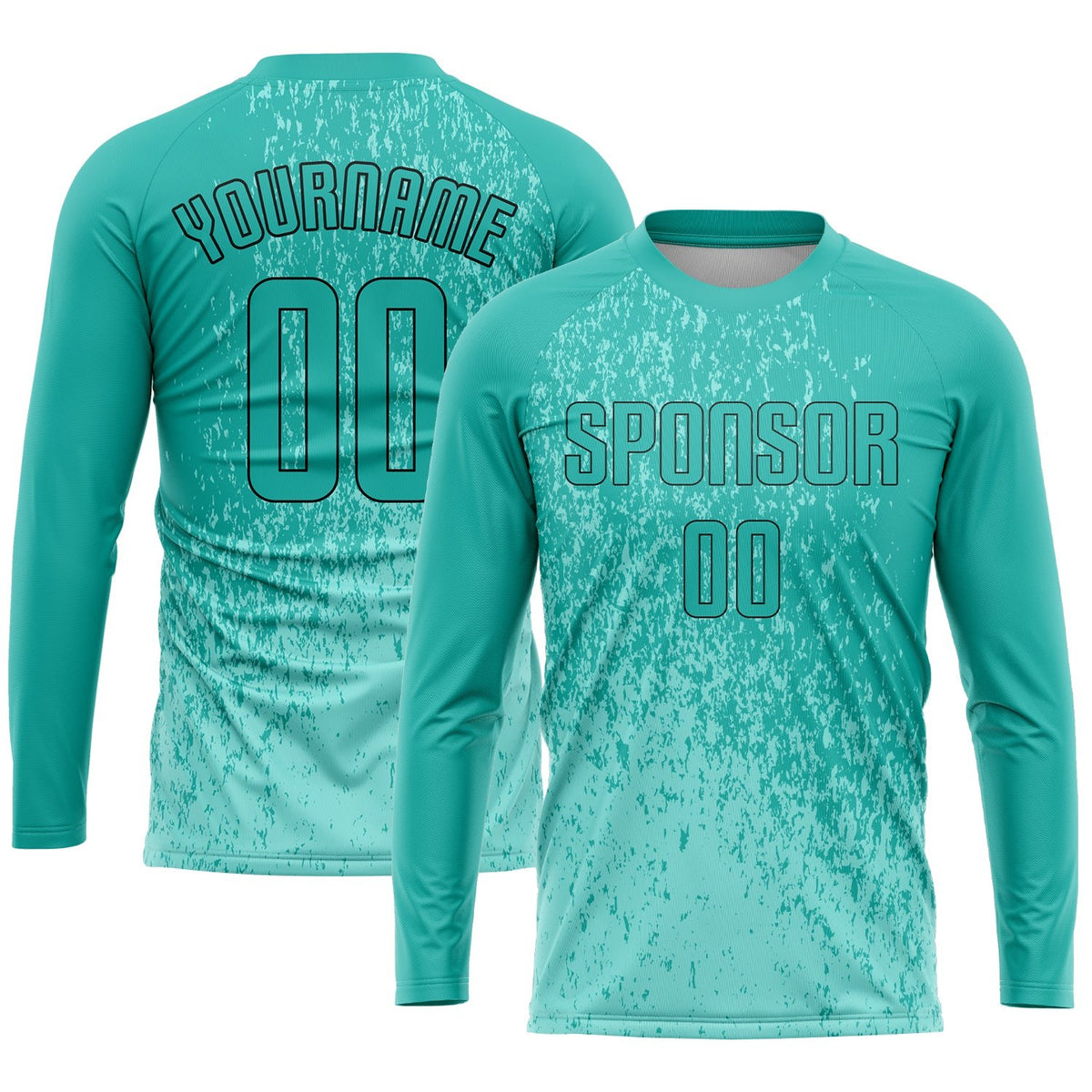 Custom Aqua Aqua-Black Sublimation Soccer Uniform Jersey photo 2