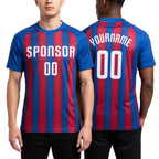 Custom Royal White-Red Sublimation Soccer Uniform Jersey worn front and back
