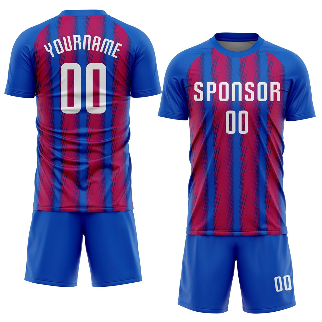 Custom Royal White-Red Sublimation Soccer Uniform Jersey photo 2