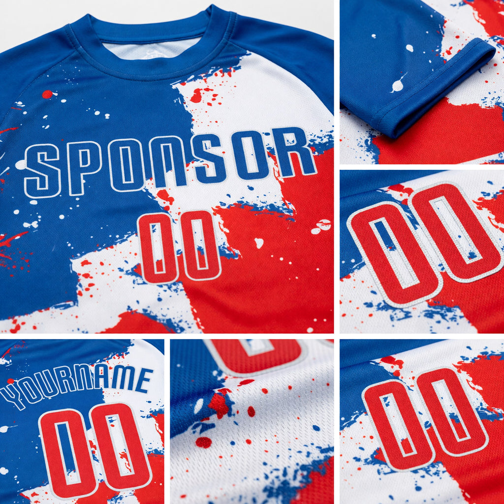 Custom Royal Red-White Sublimation Soccer Uniform Jersey detail