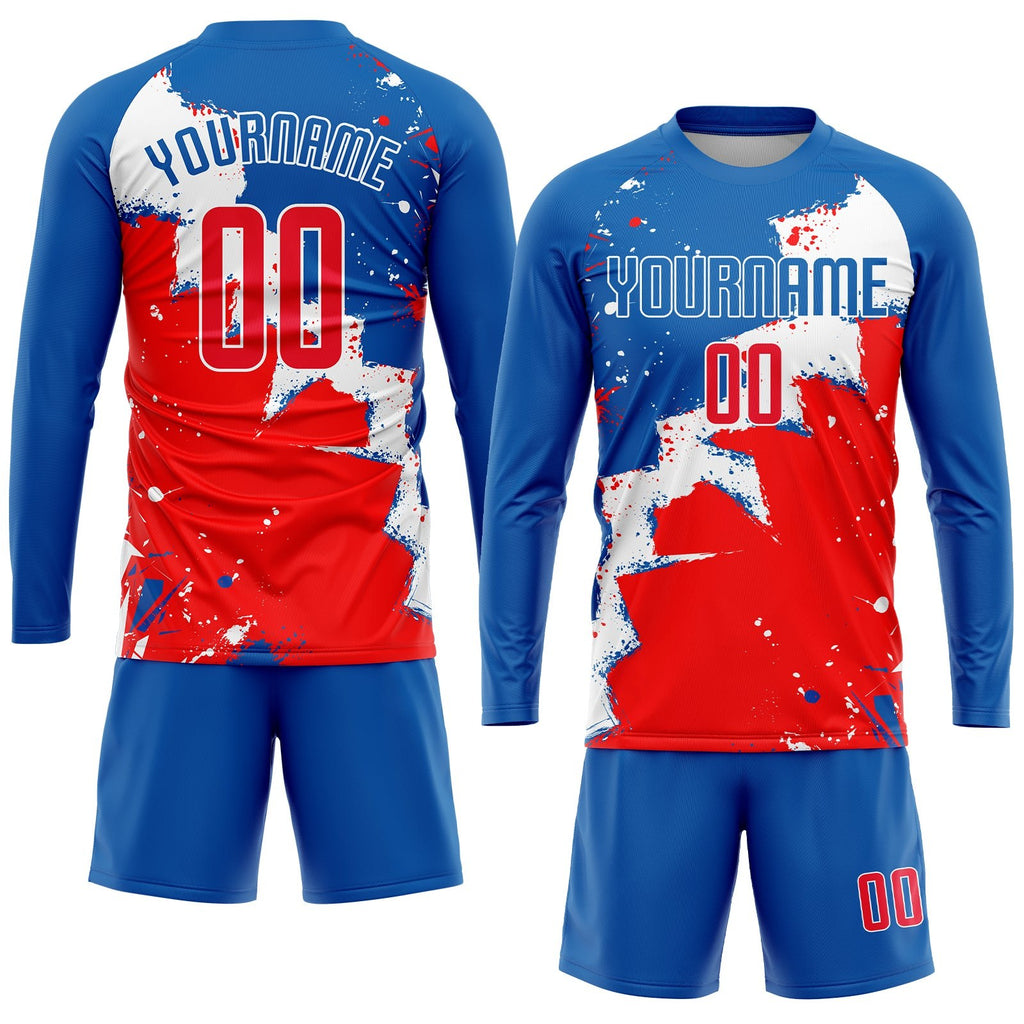 Custom Royal Red-White Sublimation Soccer Uniform Jersey photo 4