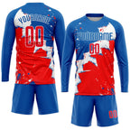 Custom Royal Red-White Sublimation Soccer Uniform Jersey photo 4