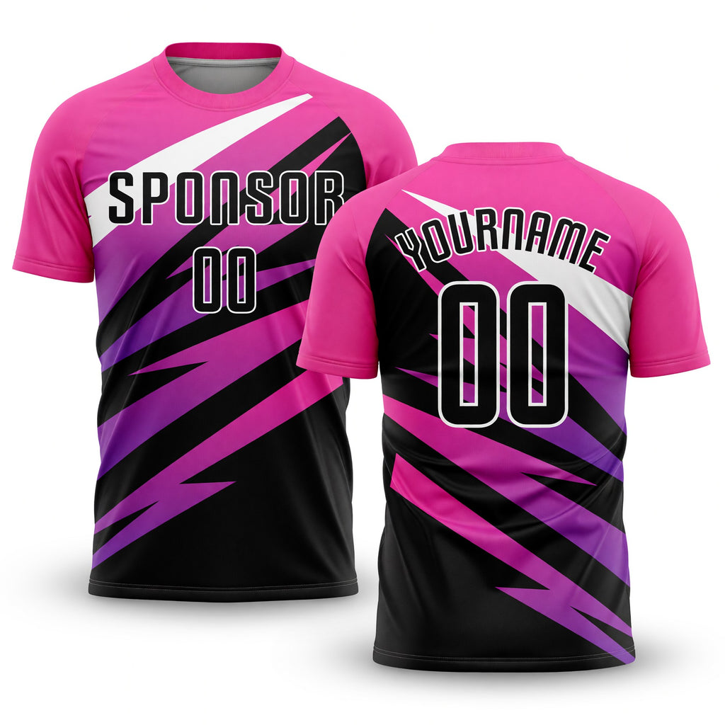 Custom Pink Black-White Sublimation Soccer Uniform Jersey