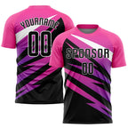 Custom Pink Black-White Sublimation Soccer Uniform Jersey photo 1
