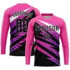 Custom Pink Black-White Sublimation Soccer Uniform Jersey photo 3
