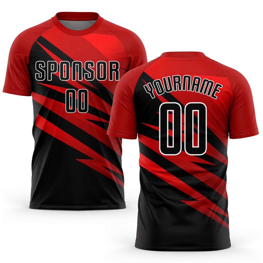 Custom Red Black-White Sublimation Soccer Uniform Jersey