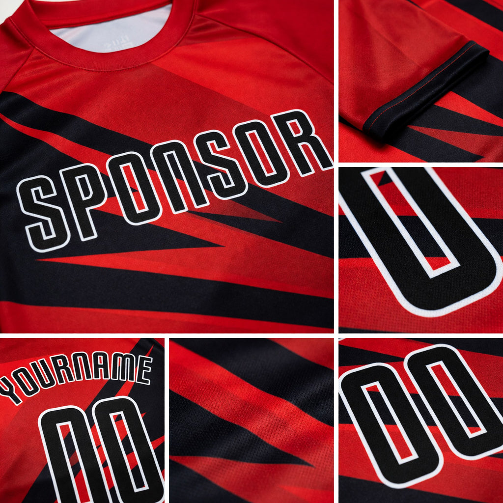 Custom Red Black-White Sublimation Soccer Uniform Jersey detail