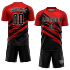 Custom Red Black-White Sublimation Soccer Uniform Jersey photo 2
