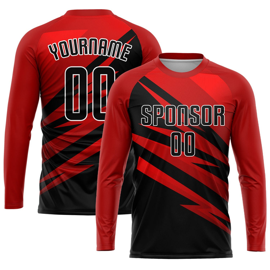 Custom Red Black-White Sublimation Soccer Uniform Jersey photo 3