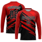 Custom Red Black-White Sublimation Soccer Uniform Jersey photo 3