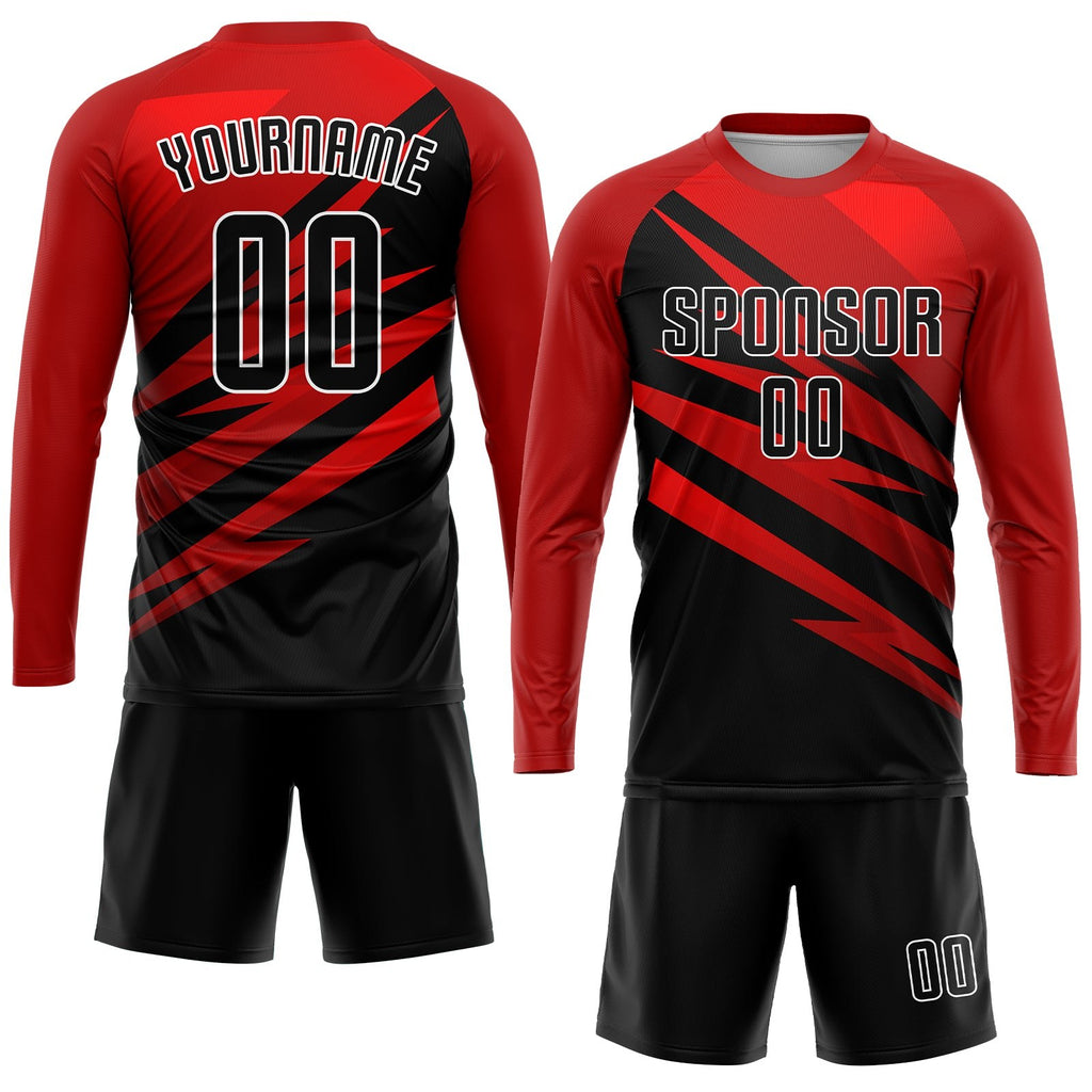 Custom Red Black-White Sublimation Soccer Uniform Jersey photo 4