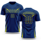 Custom US Navy Blue Gold Sublimation Soccer Uniform Jersey