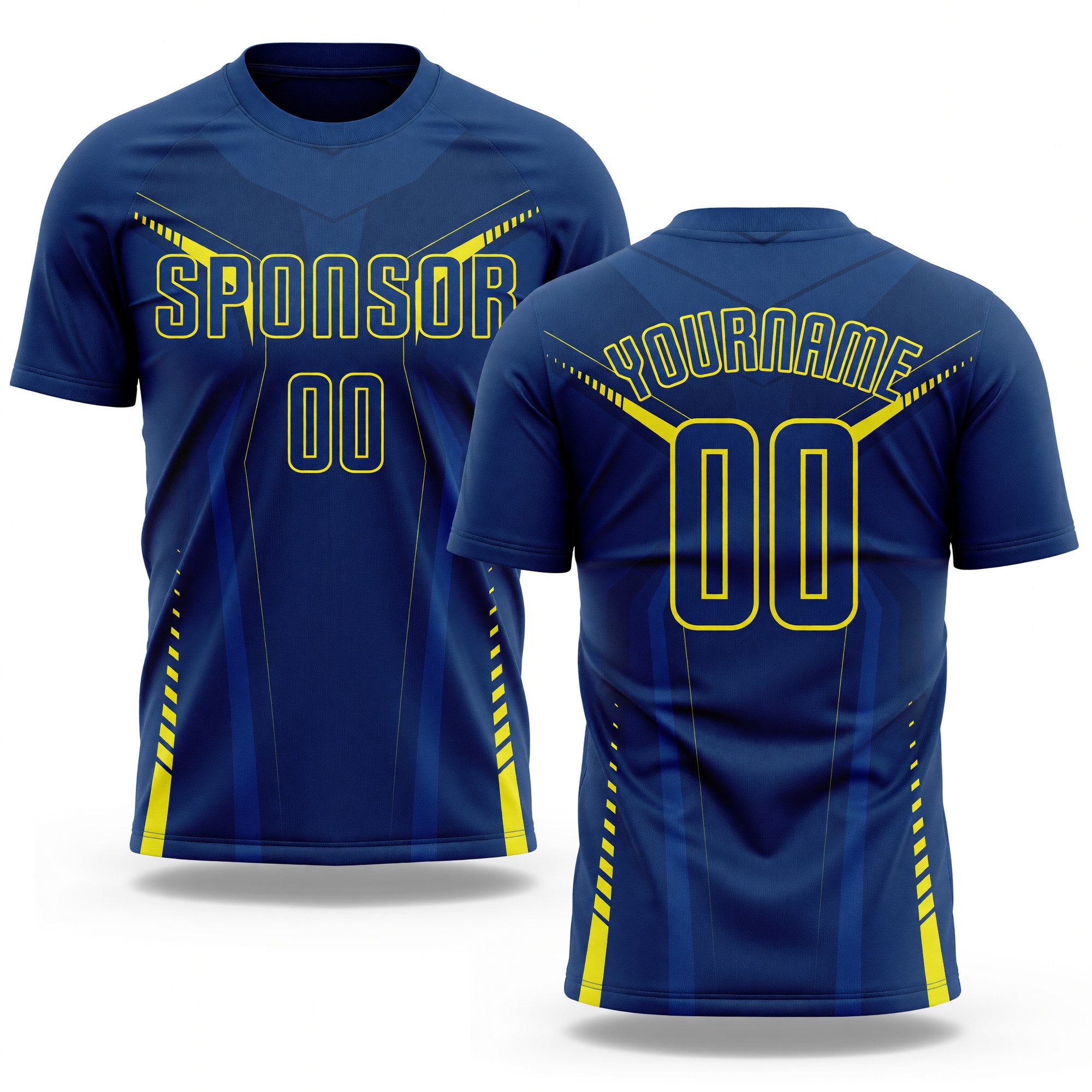 Custom US Navy Blue Gold Sublimation Soccer Uniform Jersey