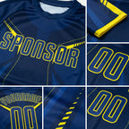 Custom US Navy Blue Gold Sublimation Soccer Uniform Jersey detail