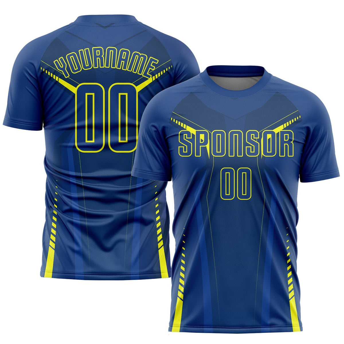 Custom US Navy Blue Gold Sublimation Soccer Uniform Jersey photo 1