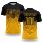 Custom Gold Black Sublimation Soccer Uniform Jersey