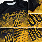 Custom Gold Black Sublimation Soccer Uniform Jersey detail
